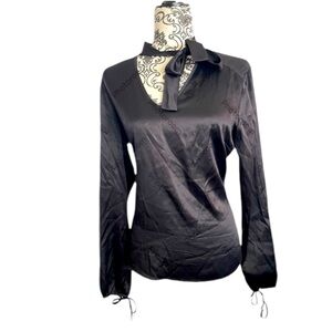 Silk black blouse with neck sash